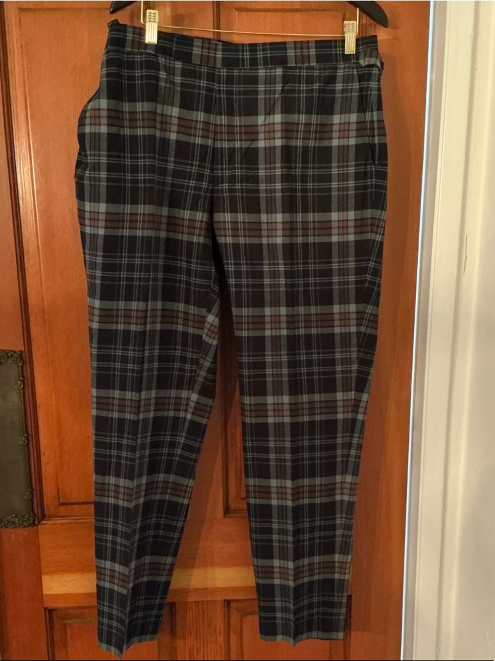 Polo by Ralph Lauren Men’s Plaid Slim Pants in Navy and Burgundy 40/34